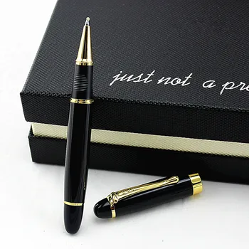 Луксозна Метална Роликовая Химикалка писалка 0,5 мм и с клипс от черното злато Офис Бизнес Писма Химикалки Подаръци Канцеларски материали