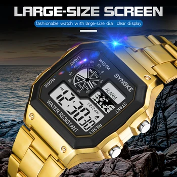 Луксозни мъжки часовник Златни led цифрови бизнес ръчен часовник Мъжки Водоустойчив квадратни спортни часовници за момчета Мъжки часови часовници Relojes Hombre