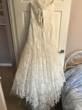 Луксозно бяло дантелено сватбена рокля на Русалка с влак 2021 Винтажное сватбена рокля с колан vestido De noiva Robe de mariage