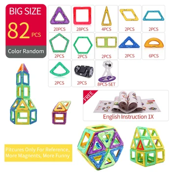 Магнитни Дизайнерски Строителни и строителни играчки 44-157 бр. Голям Размер на Магнитни Блокове САМ Магнити градивните елементи на Играчки, Подаръци