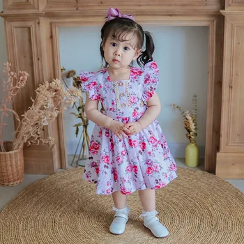 Малки момичета Реколта Цветни Рокли Детски летни памучни рокли за деца в испански стил Рокля за момичета Бутик YJ065