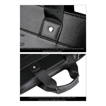 Марка LINGZHIDAISHU Бизнес мъжки портфейл от Висококачествена чанта Кожена мъжка чанта за лаптоп Чанта-месинджър Мъжки
