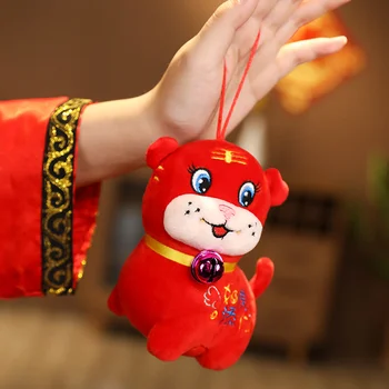 Мека играчка е Благоприятна за Анти-деформирующая ПП Памук 2022 Китайски Червен Талисман Плюшен Тигър Кукла Декорация на Дома, Кукла, Детски Коледен подарък