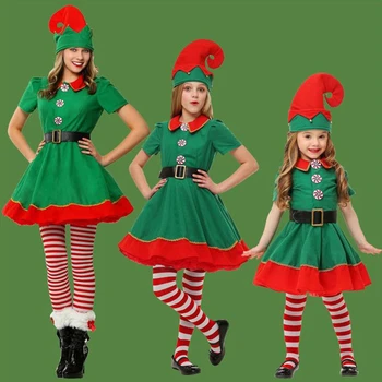 Мери Коледен комплект дрехи за момчета и момичета Рокля на Детски облекла За жени, Мъжки Костюм, за партита с Препълнена Чорапи, Дрехи за Дядо Коледа