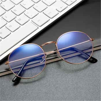 Метални Очила с Анти-Синя светлина Реколта Кръгла Дограма за Защита на Очите Ультралегкая Дограма за Компютърни Очила Игри Филтър Кръгли Очила