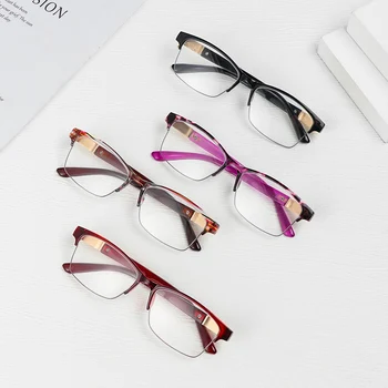 Метални Очила с Половин Рамки, Дальнозоркие Мъжки Дамски Очила за далечния точка с трайност от +1.0 До +4,0