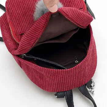 Мини Дамски раници Однотонная модерна училищна чанта за момичета Кожени топки Монофонични вельветовый раница Бонбони Цвят Пътни чанти Mochila