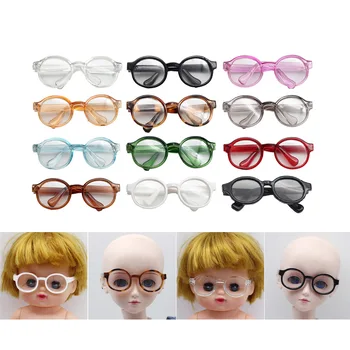 Миниатюрни слънчеви Очила в кръгла рамка с прозрачни лещи, Очила конфетного цвят, Стил за куклите Blythe, Аксесоари за плюшени кукли, Аксесоари за очила