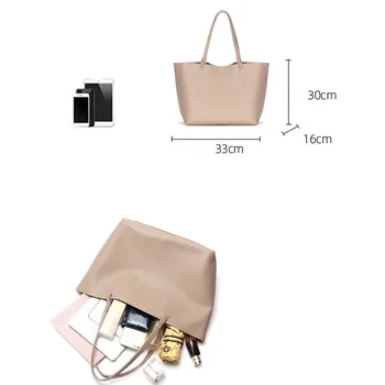 Минимализъм Френски стил Дамска чанта-тоут Луксозни Чанти и портмонета от естествена кожа, от телешка кожа Голяма чанта за пазаруване Обикновен Цвят 2021 Нова