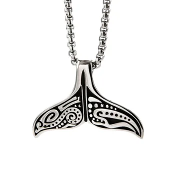 Мода Висококачествени Мъжки Рибя Опашка Колие Рог Медальон Бижута Висулка Подарък