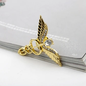 Мода Емайл на Жени Бижута Самоличността на Крилата на Ангела на Змия Съраунд Crystal Скъпа Брошка на Ревера на Жени Аксесоари за Част Деко Унисекс