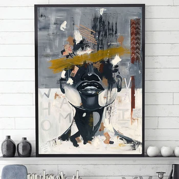 Модерен е черно - бяла картина На платно Абстрактни Женски плакати с изображението на лицето и щампи Съвременно стенно изкуство Хол Начало декор
