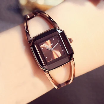 Модерен квадратен гривна-скелет на Часовник от розово злато 2021 Луксозна марка Дамски часовници Дамски кварцов часовник
