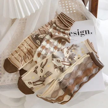 Модни летни Кристални Копринени чорапи Новост Harajuku Найлонови прозрачни дълги чорапи Ежедневни дишащи летни тънки дамски чорапи