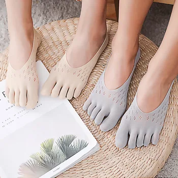 Модни летни чехли с тънки пръсти и бомбе За жени Дама невидими силиконови мини чорапи с пет пръста
