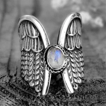 Модни Творчески Криле на Ангел Пръстен на показалеца на Европейския Американски Сребърен Цвят Crystal Пръстен за жени, Дамски бижута и аксесоари
