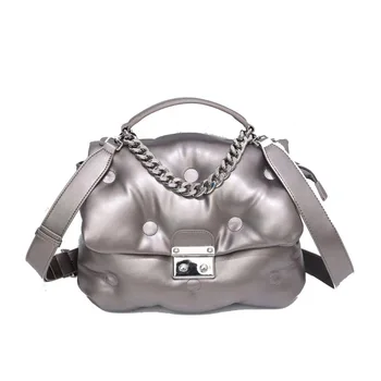 Модни чанти за рамо с мека веригата Дизайнерски ватиран дамски чанти Луксозна чанта през рамо от Изкуствена Кожа с Високо Качество, Голяма чанта 2021