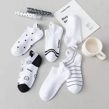 мультяшная панда сладки бели дамски чорапи calcetines mujer skarpetki damskie kawaii с принтом животни harajuku забавен шарен чорап памук