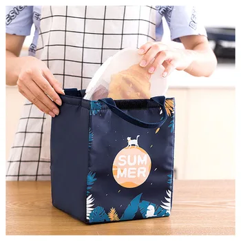 Мультяшная чанта за обяд Преносим Термоизолированный Обяд-бокс Самозалепваща чанта-хладилник Чанта за Bento за деца, За жени Чанта за пикник за съхранение на продукти