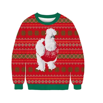 Мъже, Жени Исус Грозен Коледен Пуловер 3D Забавен Принт Новост Есен Зима Коледна Hoody Празнична Коледно парти Жилетка