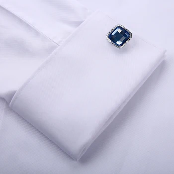 Мъжка класическа френска Риза с Белезници на Потайных копчета и дълъг ръкав, Официални Делови Бели Ризи Стандартни размери (В комплект копчета за Ръкавели)