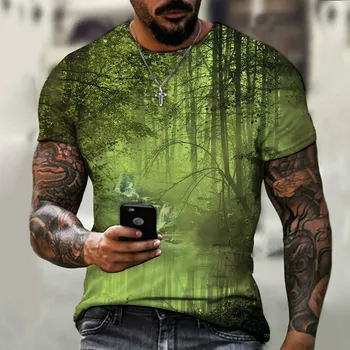 Мъжка тениска с къс ръкав и кръгло деколте 3D триизмерен арт топ креативна ежедневна мода негабаритная тениска с къси ръкави хип-хоп лято