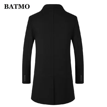 Мъжки вълнен тренч BATMO 2019,мъжки вълнени якета с подплата от бял патешко пух,дълъг тренч,плюс размер M-8XL 910