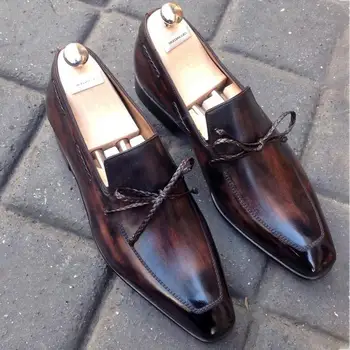 Мъжки модни обувки от изкуствена кожа на нисък ток с ресни, модел обувки, обувки-лодки, пролетни ботильоны, Реколта Класически мъжки ежедневни HC424