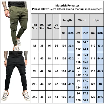 Мъжки панталони-карго Ежедневни тесни панталони с джоб с цип за бягане на Дълги панталони 2021 Homme Спортни панталони пълна дължина Спортни панталони