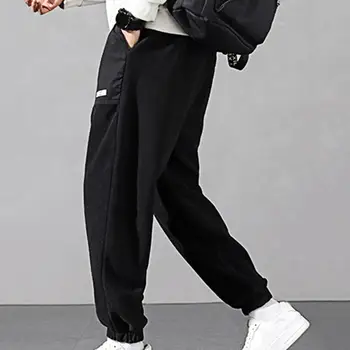 Мъжки панталони контрастни цветове с завязками на щиколотках Спортни панталони за есента-зимата с еластична талия в стил Мозайка Модни топли панталони