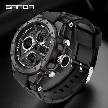 Най-добрите луксозни маркови мъжки часовници-Спортни ръчни часовници Sanad 5Atm Водоустойчив кварцов часовник за Мъже ударни bvlgari Man Relogio Masculino 6008