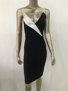 Най-новото секси рокля без презрамки с отворен гръб Черно Червено бяло женско лятото бандажное рокля 2021 Дизайнерско вечерна рокля за парти Club Vestido