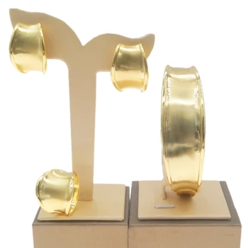 Най-продаваните бразилски блестящи позлатени бижута от три части пръстен, обици, гривна женски банкетна подарък B0021
