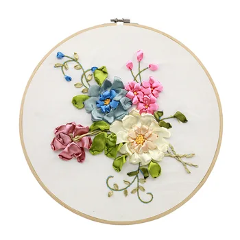 Направи си САМ Бродерия панделки за начинаещи Практически Комплекти Европейските Цветя Бродирани Цветя Кръстат Бод Стенни живопис Изкуството за домашен интериор