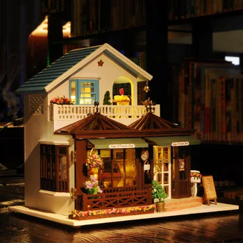 Направи си САМ Европейската Голяма Вила Куклена Къща Миниатюрни Мебели С led Комплекти Куклени Къщи Събират Играчки Детски Коледен Подарък Casa