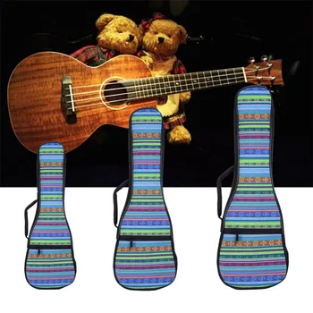 Национални обичаи 21 23 26 инча Двойна Каишка Ръчно Народен Платно ukulele Чанта за носене Калъф с памучна подплата за Китара и Аксесоари за Хавайска китара