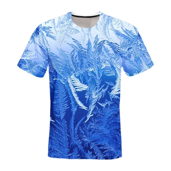 Негабаритная тениска 2021 Лятна мъжки и дамски Ретро висококачествена тениска с принтом сини кристали лед Топ с къс ръкав