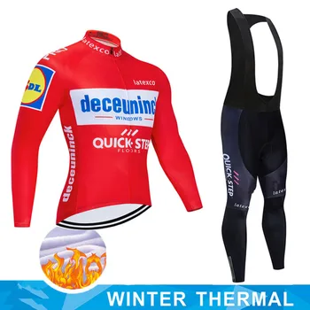Нов 2021 Pro Team QUICK STEP Колоездене Джърси Комплект Белгия Велосипедна мъжките Дрехи за зимна Термална Руното Велосипедна облекло Велосипедна облекло