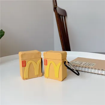 Нов 3D Плик за бързо хранене под формата на хартиен носител на чантата за Носене за слушалки със скоба за Airpods Pro Сладък Cartoony Стил Меко покритие за Airpods 1/2 Корпуса