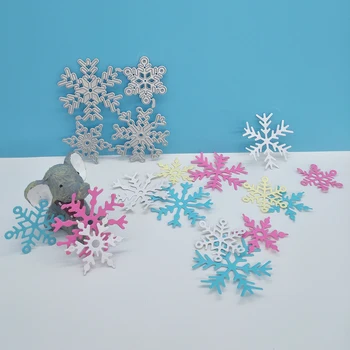 Нов 4-х нов печат за рязане на снежинки Коледен печат за рязане на метал за DIY бележки фотоалбум полагане на хартиени картички