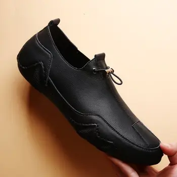 Нов мъжки модерен Бизнес и Ежедневни обувки от изкуствена кожа с плоско дъно, Удобни Ежедневни модерни шевни Универсална Гореща мъжки Ежедневни обувки KA475