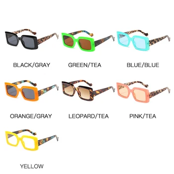 Нов Правоъгълник Широки Цветни Слънчеви очила За жени, За мъже Квадратен PC UV400 Слънчеви очила Корпоративна Дизайн Улични Очила 2021