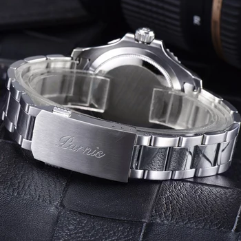 Нов прием на Parnis 40 мм Сребърен Корпус Механичен Автоматичен мъжки часовник в Оранжево GMT Mingzhu 3804 Светлинен часовник relogio masculino