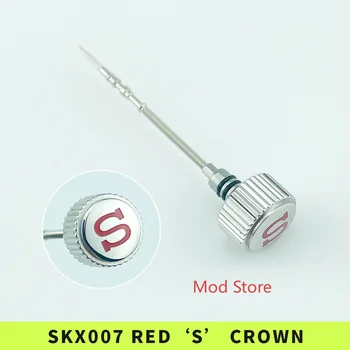 Нов Прием на SKX007 Корона Червен 'S' Моден Детайл Полиран Завършек, Подходящ За 6R15 7S26 NH35 NH36 NE15 Механизъм