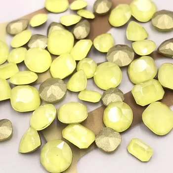 Нов прием на Жълт Мока pointback стъкло кристални кристали за декорация на нокти Смесена форма на Смесен размер на 20 бр./50 бр.