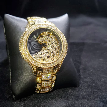 Нов прием на Модни черни мъжки кварцов часовник Луксозен Топ Дизайн Леопардовый Циферблат Кръгли ръчни часовници за Мъже Стоманени Бизнес часовници Relogio
