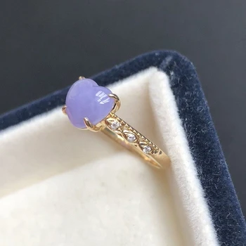 Нов продукт Злато с инкрустирани кристали, лилаво или любов дамское пръстен отваряне регулируема класическа романтична художествена украса