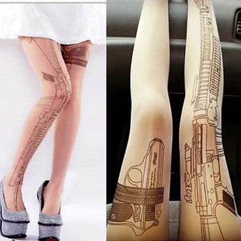 Нов Секси Картечница Татуировки Прозрачни Чорапогащи, Чорапи, Чорапогащи Татуировки Чорапогащник За жените