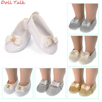 Нов стоп-моушън обувки с лък 43 см мини-сладки обувки от изкуствена кожа, Подходящи за 18-инчовата американската кукла-бебе, подходяща за Има кукли 1/3 BJD Играчки аксесоари