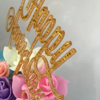 Нов Честит Юбилей Акрилни Cupcake Topper Блестящ Златен Торта Topper За Сватбен Любовник Сладки за Украса на Торта за Годишнината Партита